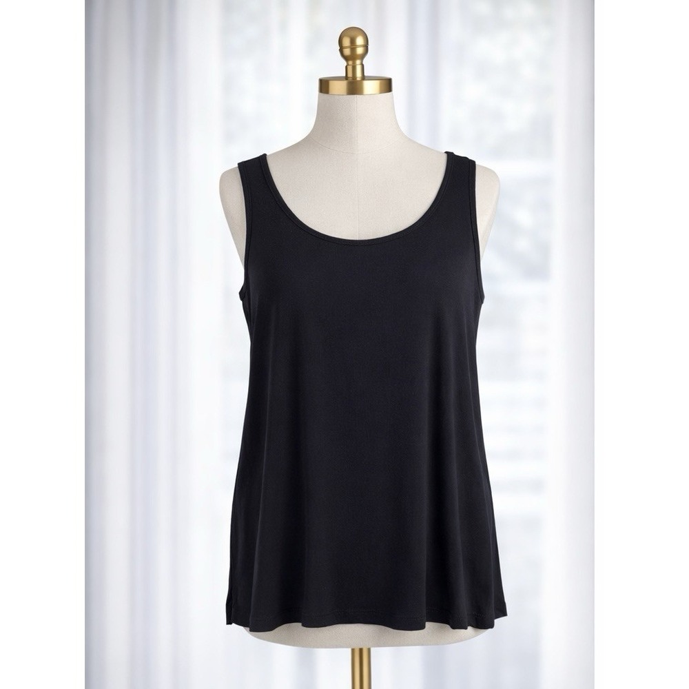 Chico's Ultimate Tee Classic Black Cami Tank Top Womens 2 US Large Rayon Stretch